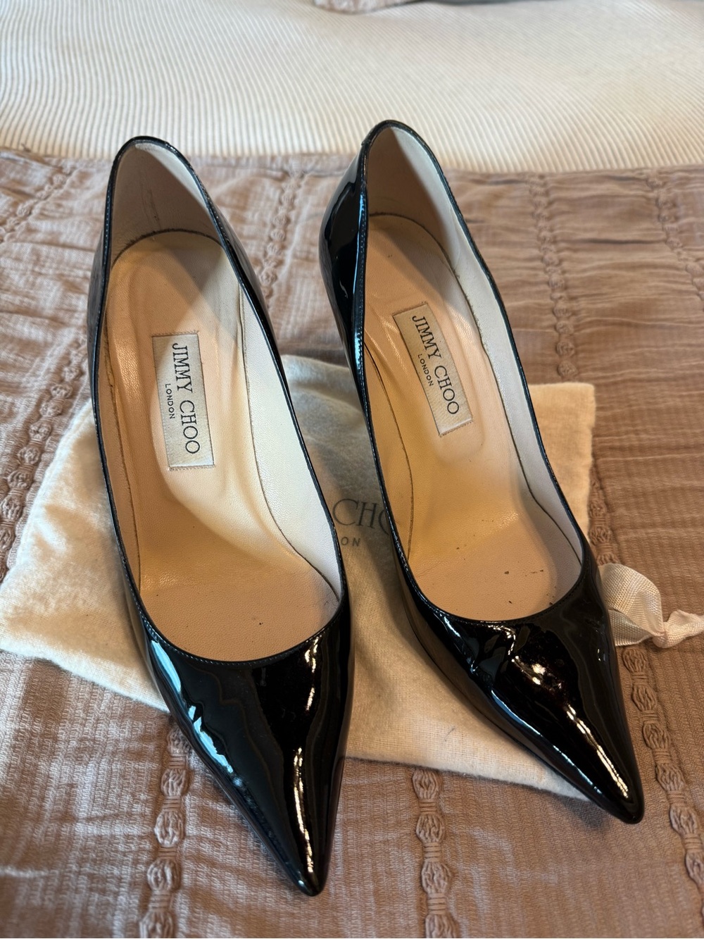 Jimmy Choo Anouk Black Patent Leather Pointed Toe Pumps Size 39